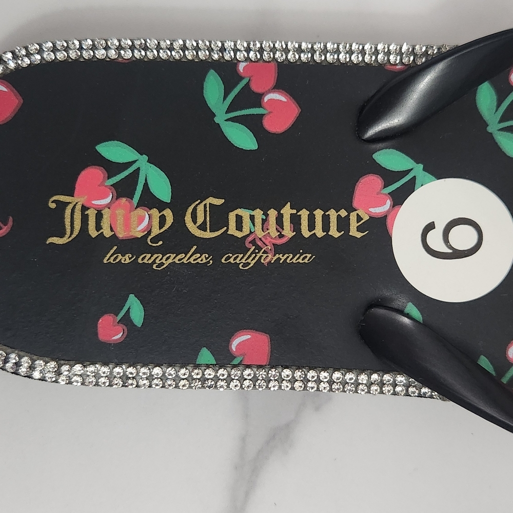 Juicy Couture Cherry Flip Flops with Rhinestone Trim  Size 9 (38/39) - Picture 12 of 14